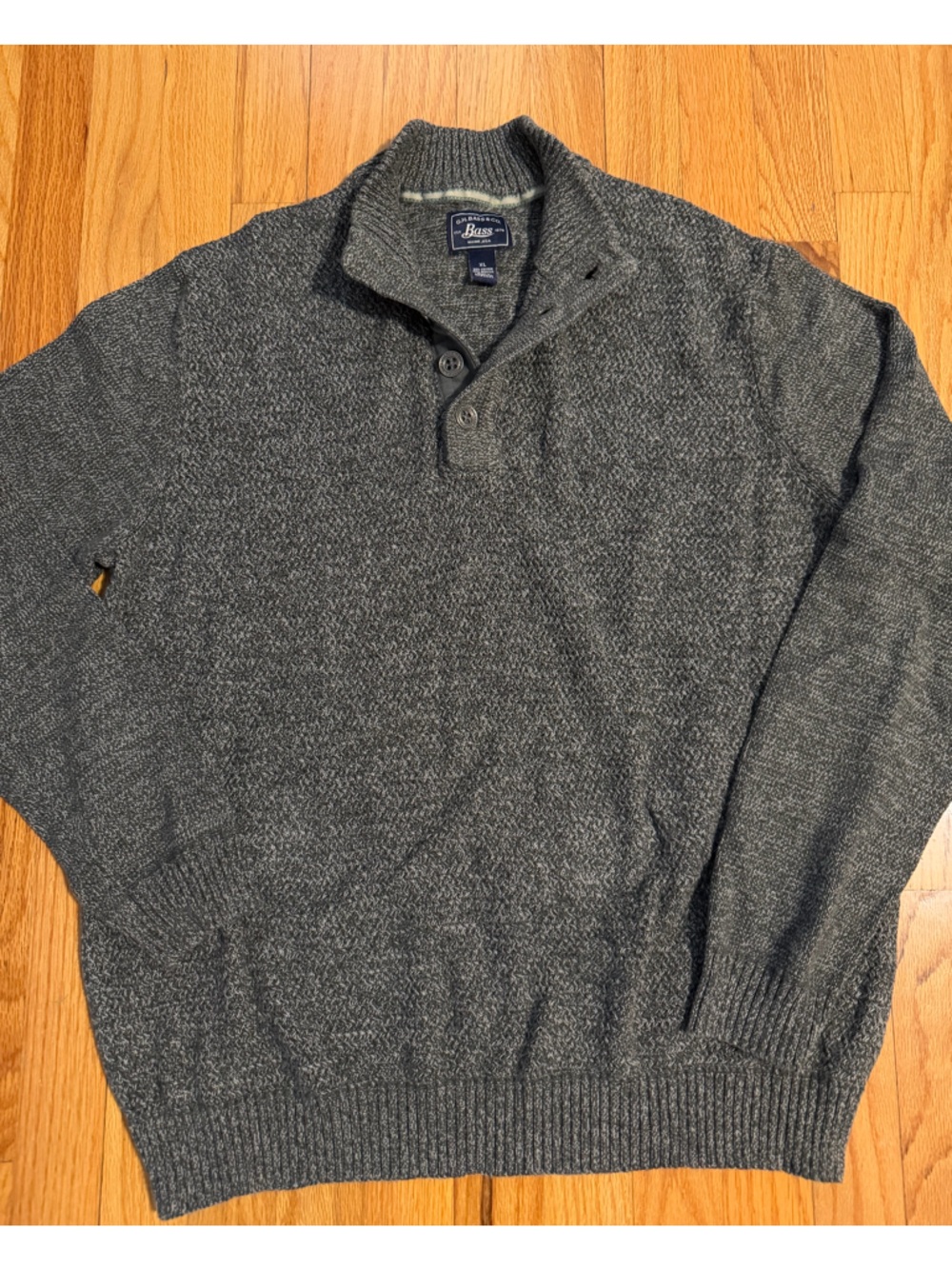 Bass Men's Charcoal Zip-Style Shawl Collar Sweater